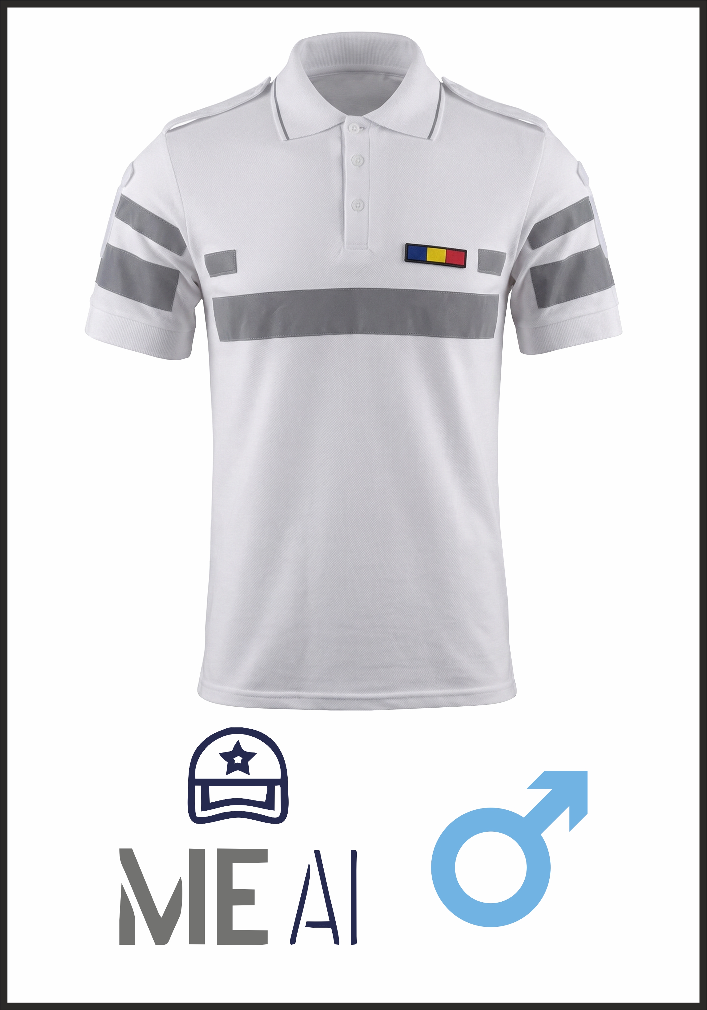 Tricou Polo ALB Reflectorizant Elite - Combat Bărbat