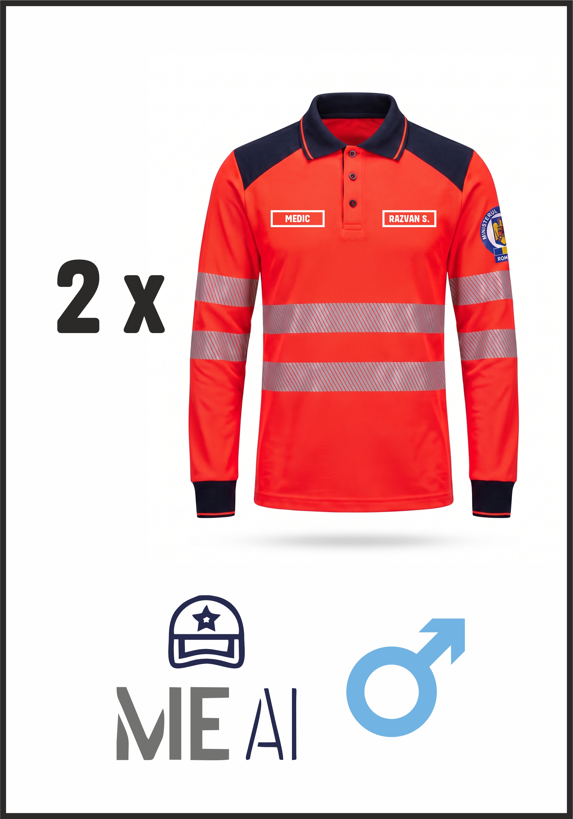 Set Bluză Polo Pique - Ambulanță Bărbat