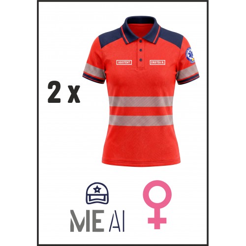  Set 2 Tricouri Polo Pique Damă - Ambulanță 