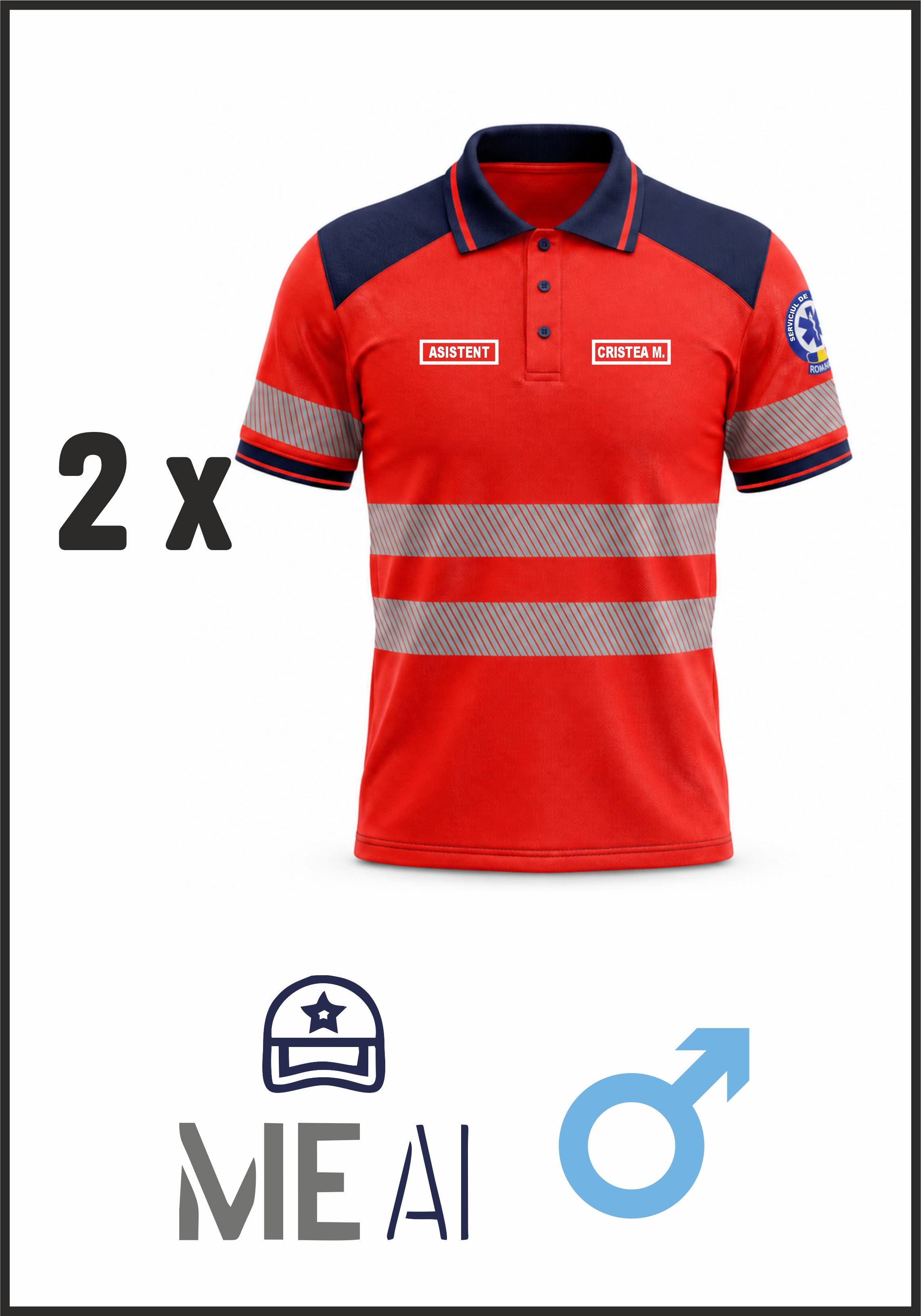  Set 2 Tricouri Polo Pique Bărbat  - Ambulanță 