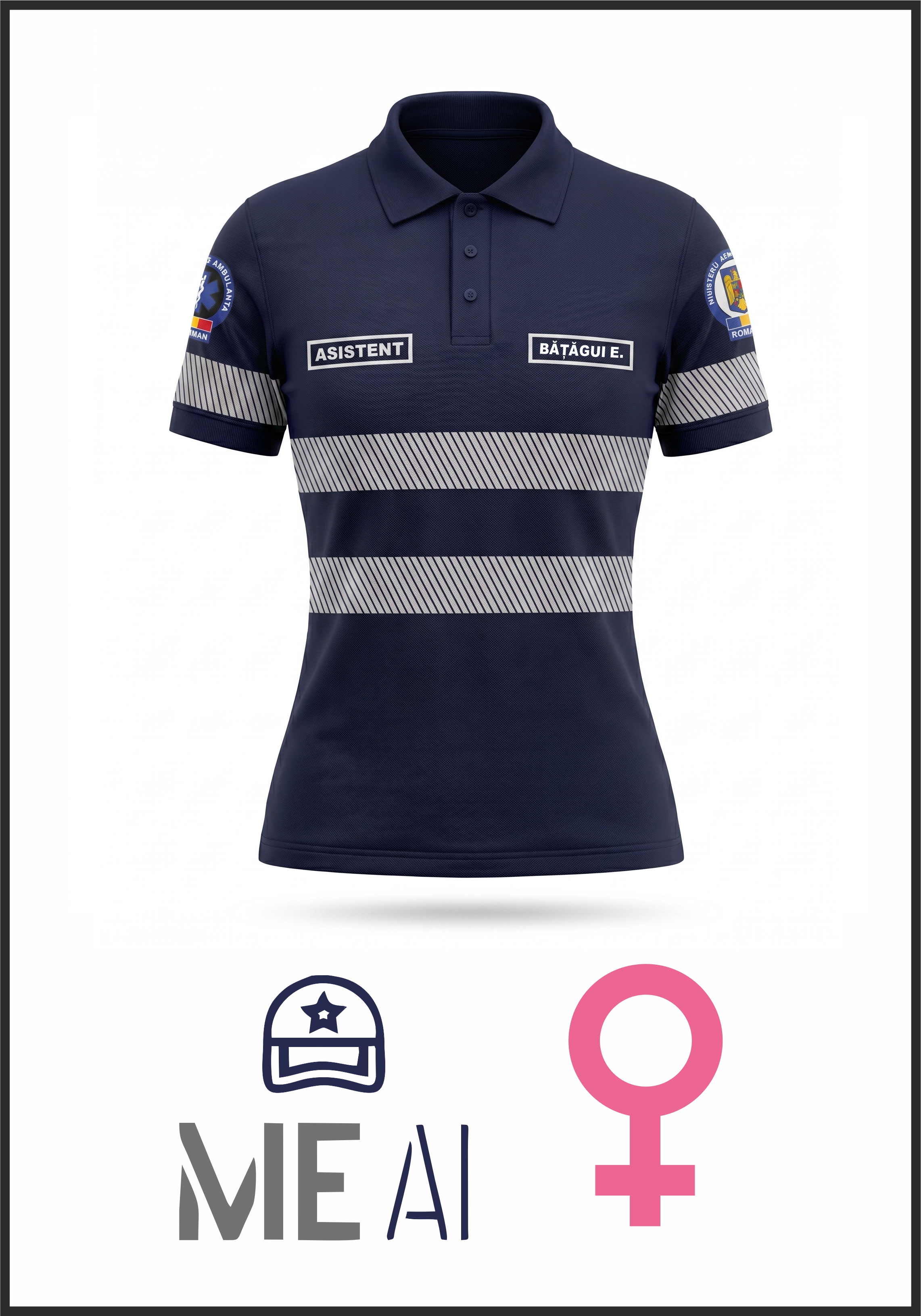 Tricou Polo 100% bumbac bleumarin - Ambulanță Damă