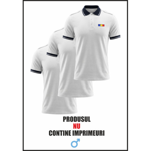 Set 3 Tricouri Polo Alb Elite- Combat Bărbat