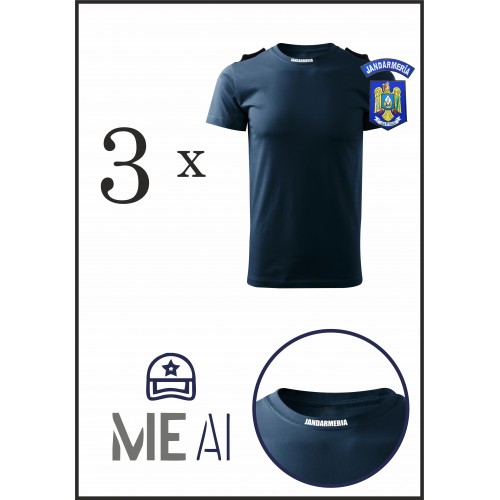 Set 3 Tricouri Glat Bleumarin - Jandarmeria Română