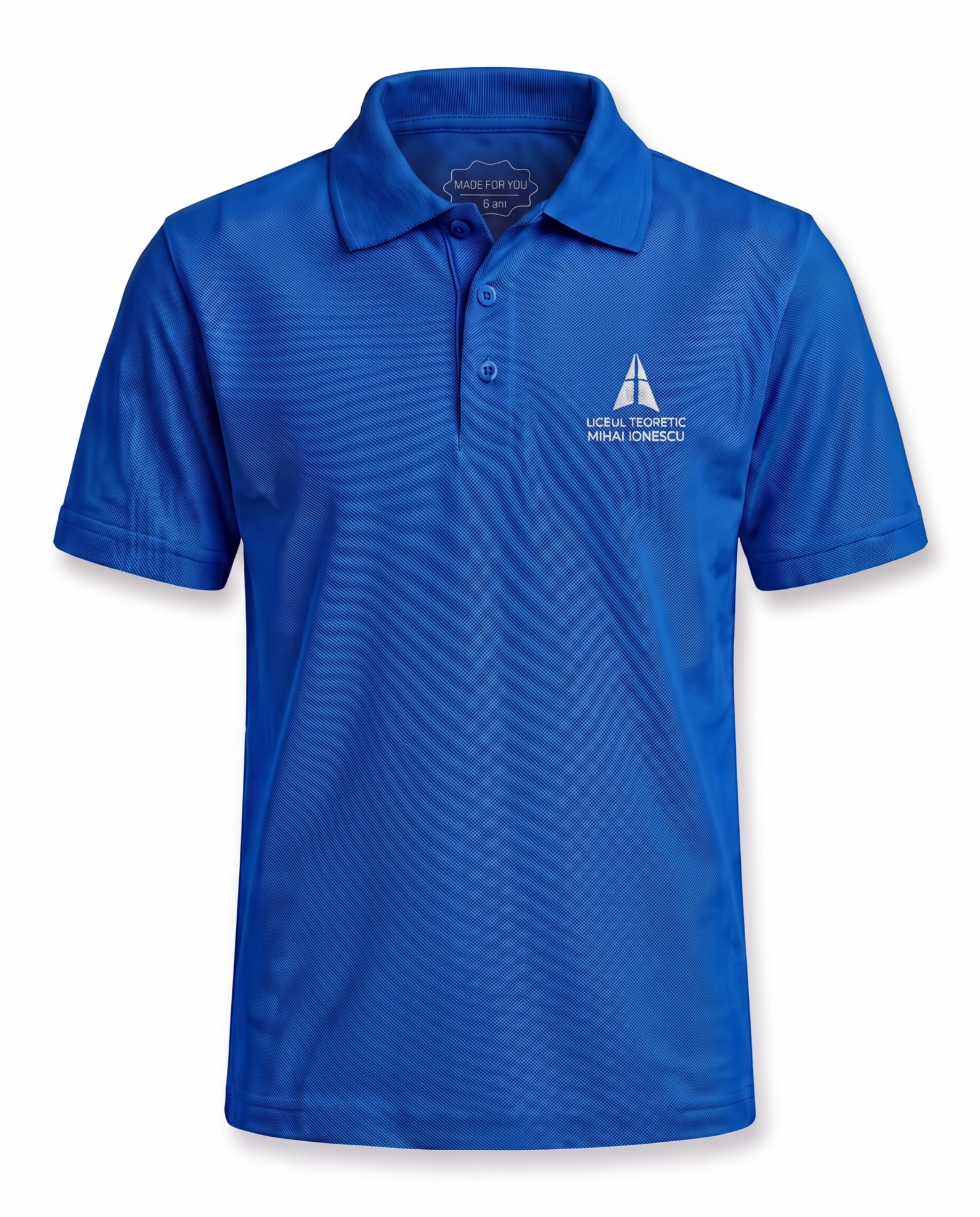 Tricou Polo Albastru Unisex - Liceul Teoretic Mihai Ionescu