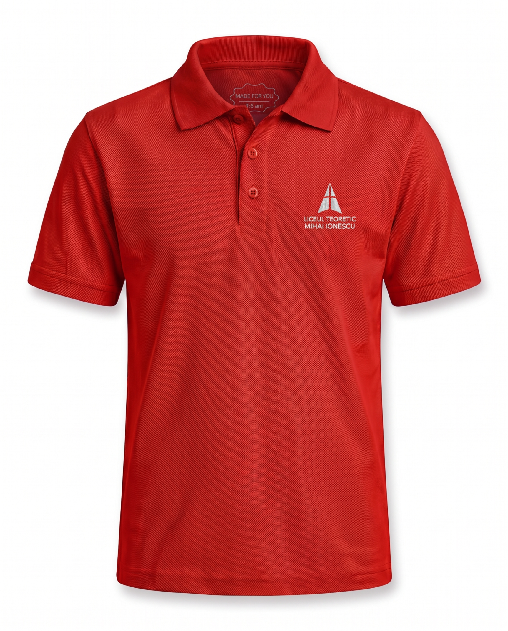 Tricou Polo Roșu Fete - Liceul Teoretic Mihai Ionescu