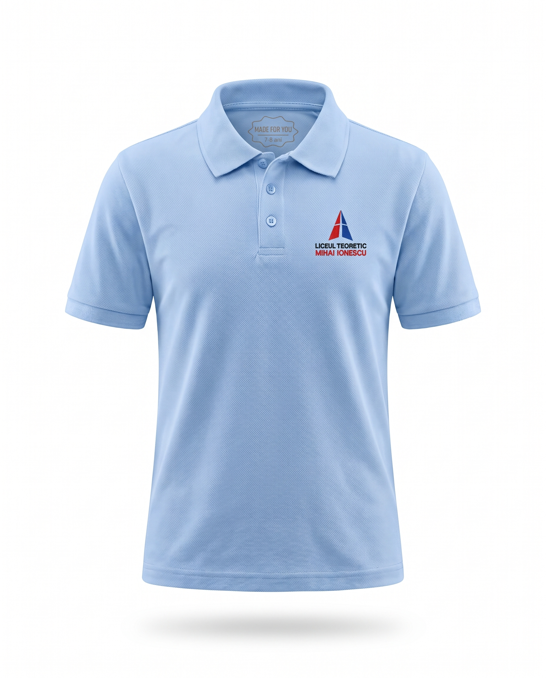 Tricou Polo Bleu Unisex - Liceul Teoretic Mihai Ionescu