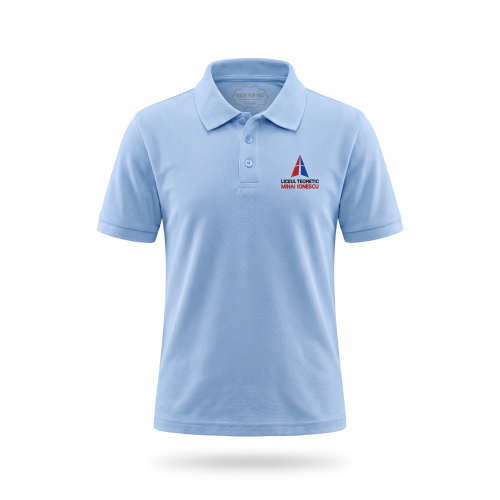 Tricou Polo Bleu Unisex - Liceul Teoretic Mihai Ionescu