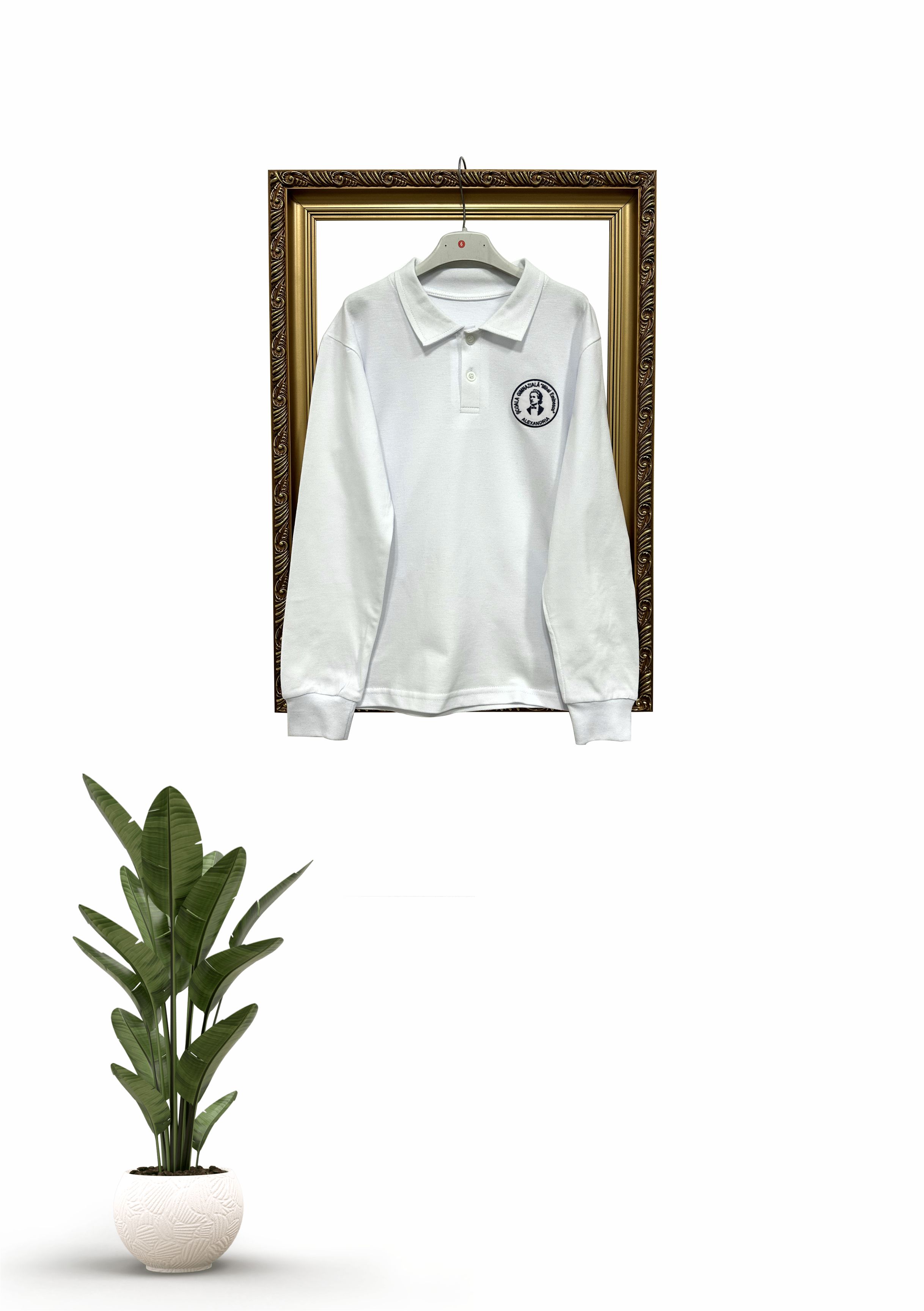 Bluză Polo Alb Unisex - Mihai Eminescu