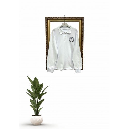 Bluză Polo Alb Unisex - Mihai Eminescu